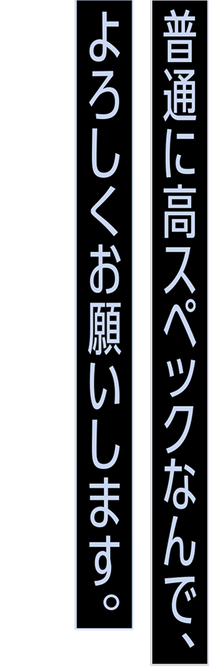 普通に高スペックなんで、よろしくお願いします。